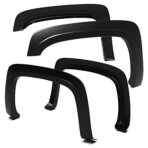 Tyger Auto Fender Flare Compatible with 2007-2013 Chevy Silverado 1500 2500 3500HD (Not Fit 07 Classic) 6.5' & 8' Bed, Fine-Textured Black Paintable Factory Style 4pc | TG-FF6C4288
