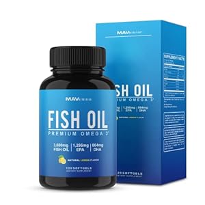 Triple Strength Omega 3 Fish Oil | 3600 mg EPA & DHA | Over 2,000mg of Omega-3 Fatty Acids | Over 1,200mg EPA + 800mg DHA | Best Essential Fatty Acids | Premium Burpless Softgel Supplements (120 Ct)