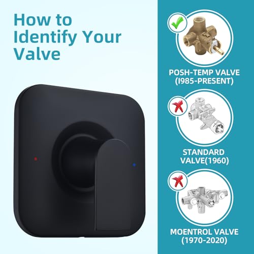 Kit de recambio mejorado para manija de ducha Moen Genta T2471BL, un solo mango, compatible con válvula Moen Posi-Temp, acabado negro mate miniatura 4