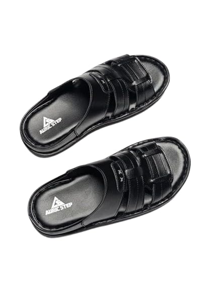 Men's Black Woven Slip-On Slippers | Synthetic Leather Comfort Sandals | Soft Footbed | Anti-Skid Daily Wear Footwear-picture-10