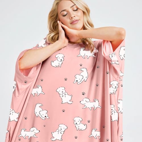 Image of KFUBUO Plus Size Nightgowns for Women Oversized Sleep Tshirts Dress Short Sleeves Sleepwear With Pocket Fit S-5XL