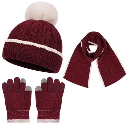 Ensemble bonnet écharpe gants bébé tricot doublé de qualité supérieure