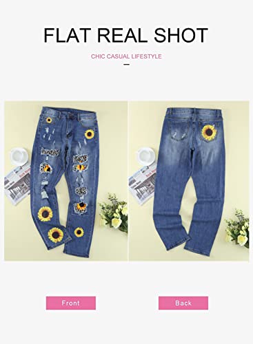 Womens Patchwork Stretch Boyfriend Distressed Ripped Jeans3