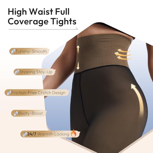 Image of Fleece Lined Tights for Women, Thermal Warm Black Tights Pantyhose Sheer Stockings High Waisted for Winter