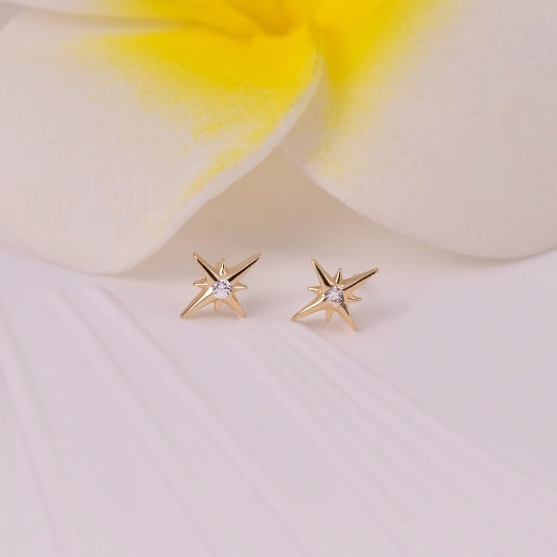 Star Stud Earrings Silver 925, Beautiful North Star Studs, Dainty Stud Earrings, Celestial Earrings, Gothic Jewelry Gift for her