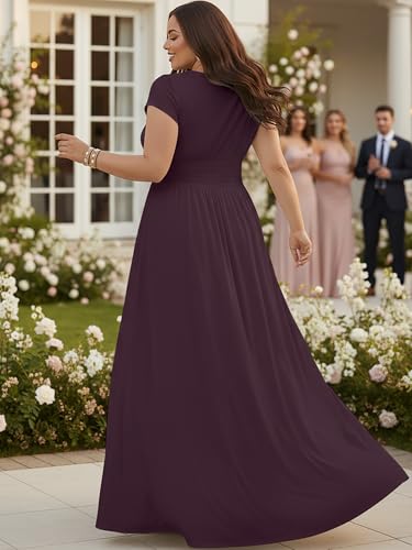 Image of KOH KOH Womens 2026 Sexy Cap Short Sleeve V-Neck Flowy Cocktail Gown