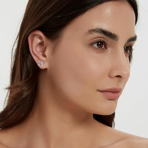 Tiny Bow Earrings for Women S925 Sterling Silver Bow Earring Stud Minimalist Small Ribbon Bowknot Earrings Coquette Party Statement Stylish Jewelry Gifts2