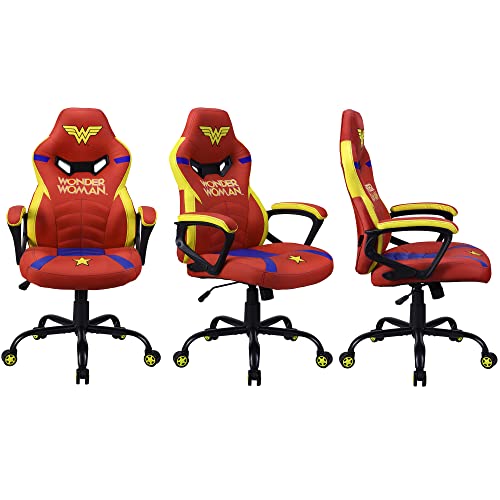 Subsonic - Chaise Gaming Wonder Woman pour Enfant et Ado - Fauteuil de Bureau Ergonomique avec Mousse Haute Densité, Mécanisme à Bascule et Accoudoirs Confortables - Hauteur Réglable - Rouge – Image 3