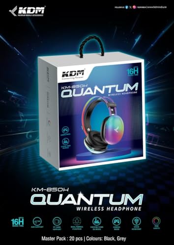 Image of KM-850H Quantum Wireless Headphones, V5.4, 300mAh Battery, 16 Hours Music Time, RGB Lights, Gaming Mode, Voice Assistant, Black