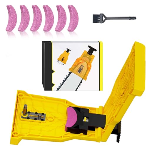 Portable Chainsaw Teeth Sharpener, Universal Chain Saw for 12''-22'' Blades, Fast Working Sharpening Tool Chainsaw Blade Sharpener Sharpener Kit 5+1 Whetstone
