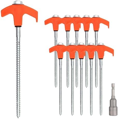 BOOSHMall 10xSchraubheringe, Drehbare Zeltheringe, Robuste Stahl-Heringe