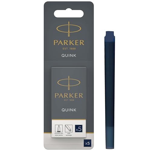 Parker Quink recambios para plumas estilográficas | cartuchos largos | tinta azul/negra | blíster de 5