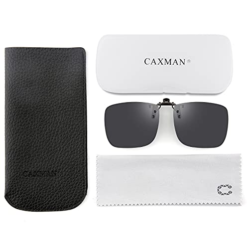 Image of CAXMAN Polarized Clip On Sunglasses Over Prescription Glasses for Men Women UV Protection