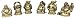 Amlong Crystal Laughing Buddha Figurine 2 inch Statue, 6 Piece Set, Gold