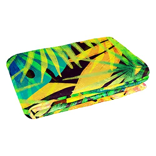 Couverture douce plaid feuilles tropicales lit canapé camping 150x100