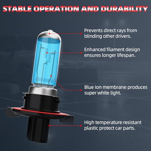 Image of Light Bulbs Fit For Ford Escape 2008-2012, 9008 High Low Beam High Performance Halogen Headlight Bulb Combo, 6000K White Light, Pack of 2
