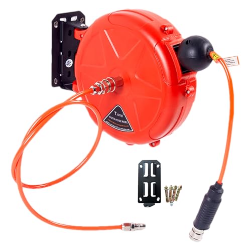 Air Compressor Hose Reel,10m Auto Locking Commercial Air Hose Reel With Swivel Bracket - Automatic Locking Compressor Tool For Garage Workshop