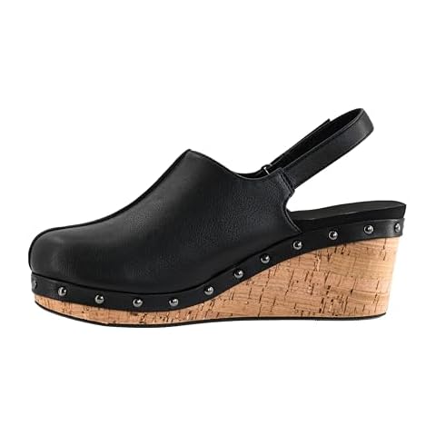 Corkys Footwear Women's Make Em Blush EVA Foam Platform 2.50 Inch Wedge Size 09 Black Smooth Light Weight Cushioned Insole Wedge Closed Toe Sandals with Adjustable Closure Cover