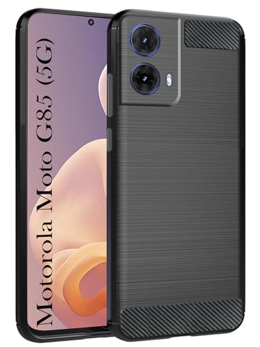Image of Jkobi Back Cover Case for Motorola Moto G85 5G (Hybrid Armor Case | Carbon Fiber Shockproof | Soft and Flexible | Black)