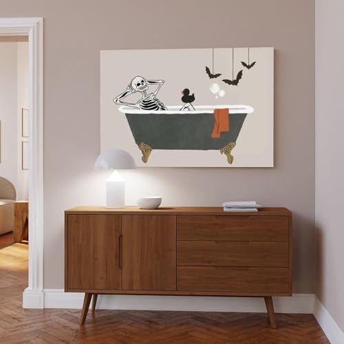Poster squelette baignoire toile déco salon 61x91cm
