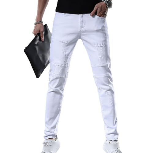 Men's Ripped Slim Fit Denim Pants Street Regular Fit Distressed Jeans Streetwear Comfort Destroyed Jean