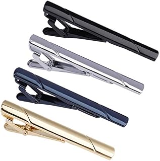Men's Tie Clip Clasp Tie Bar Pin Stainless Steel Tie Pins Sets with Gift Box for Wedding Business Meeting 4 Pack