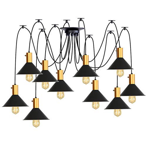 Éclairage suspendu pour salle à manger réglable lampe araignée 2M métal