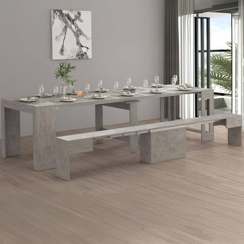 Dmora Ubertino, Asiento para Mesa de Comedor, Banco Individual Extensible, 290 x 25 x 45 cm, Gris