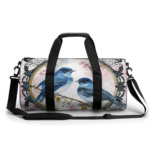 Sac de sport blanc oiseaux et dentelle en toile solide pour le yoga et le weekend