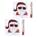 NUOBESTY 2 Sets Christmas Rear Window Wiper Decal Cartoon Santa Claus Waving Wiper Sticker Tag Waterproof Novelty Animated Rear Decor for Car Vehicle Bumper Sticker