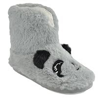 HeatTreats SlumberzzZ Girls Grey Koala Bear Faux Fur Slipper Boots (Grey, UK Footwear Size System, Little Kid, Women, Numeric Range, Medium, 11, 12)