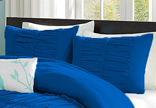 Bedding Attire Lot de 2 taies d'oreiller à volants en coton égyptien 600 fils 65 x 65 cm et couleur bleue Cover