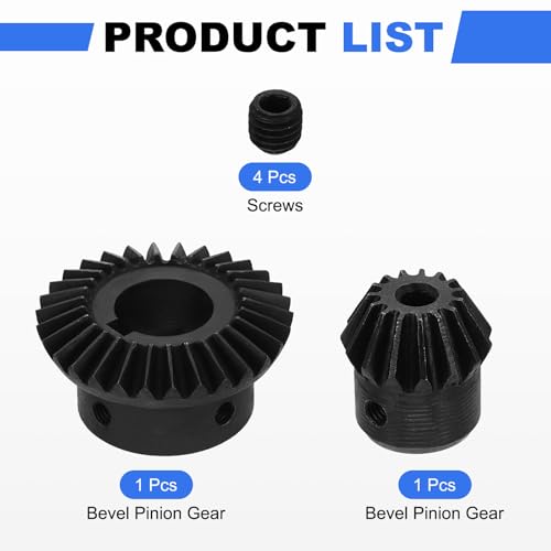 Image of uxcell 2Pcs Tapered Bevel Gears Set, 1.5 Mod 1:2 (15T /30T) Harden Steel Straight Bevel Gear, 90 Degree Steering Motor Gears, (5 /17mm Shaft Hole with Keyway)