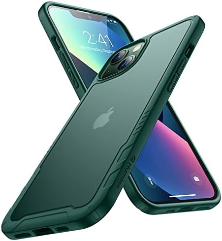 Humixx Designed for iPhone 13 Case[10FT Military Drop Test] [Anti-Scratch & Anti-Fingerprint] Shockproof Translucent Matte Back with Soft Texture Edge Protective Phone Case iPhone 13 6.1"- Pine Green