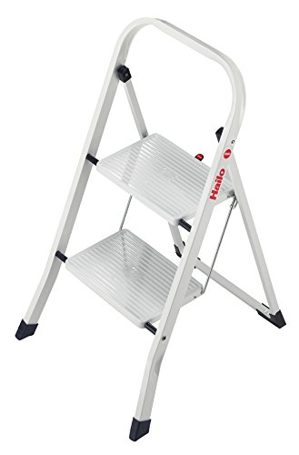 Preisvergleich Produktbild Hailo 4394 901 Tritthocker mit 2 Stufen aus Stahl weiß