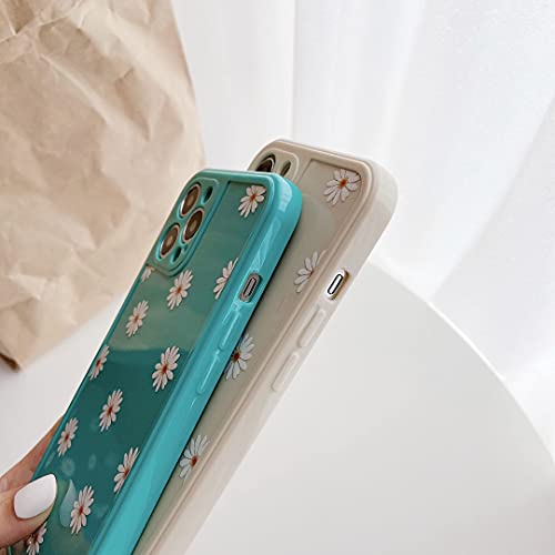 Ztofera Tpu Back Case For Iphone 12 Pro Max 6.7", Daisy Pattern Glossy Soft Silicone Case, Cute Girls Case Slim Lightweight Protective Bumper Cover For Iphone 12 Pro Max 6.7"- White #TOP2