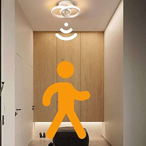 EIDEARAY LED Ceiling Light White with Motion Sensor Indoor, 18 W Warm White 3000 K Ceiling Light, 24 x 16 x 12.5 cm, Sensor Lamp, Suitable for Hallways, Garages, Basements, Carports, Staircases Cover