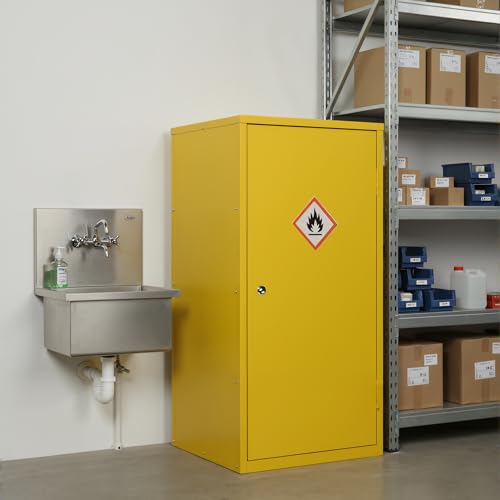WYJREES Flammable Safety Cabinet, 35" x 18" x 18" Flammable Cabinet with Adjustable Shelf, Galvanized Steel Fire Cabinets, Hazardous Chemical Storage for Garage, Lab, Industrial Use