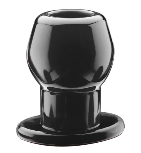 Plug tunnel silicone noir L flexible et creux pour stimulations intenses