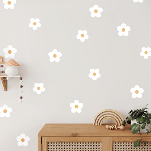 Teddylabels - Daisy White Flowers Decals - Easy-to-Apply & Removable Wall Stickers: Transform Your Toddlers Bedroom with Durable, Vibrant Peel-and-Stick Wall Decor – Stickers for Kids