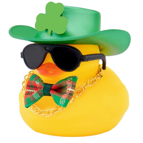 wonuu Rubber Duck Car Ornaments St. Patrick's Day Decorations Cool Car Accessories Duck Car Dashboard Accessorie, Plaid Bow Tie Necklace