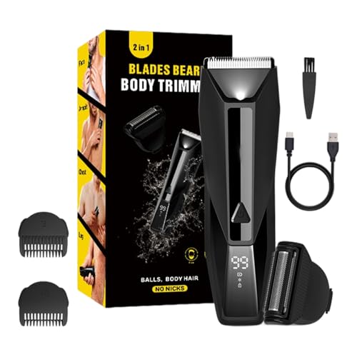 Recortadora de vello corporal e inguinal para hombres, pelo púbico, eléctrico, impermeable, inalámbrica, recargable, afeitadora corporal, recargable, impermeable