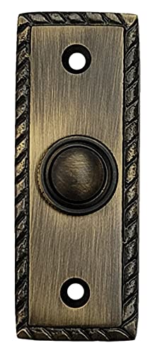 Adonai Hardware Rectangular Georgian Brass Bell Push or Door Bell or Push Button (Antique Brass)
