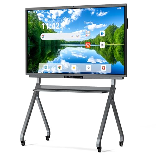 Shiarffe R9 Smart Board 65 Inch 4K Interactive Whiteboard 16GB RAM + 256GB Storage All-in-One Touchscreen Monitor Built-in 50MP AI Camera Mics and 60W Speaker for Classrom Hybrid Work (Board Only)