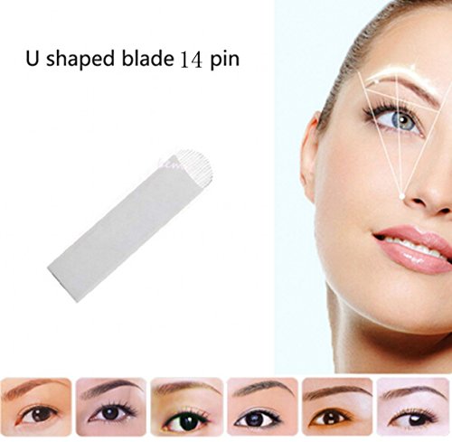 CHENGYIDA 50pcs/lot U-Shape 14 pin Microblading Needle Eyebrow Tattoo Blade For Permanent Makeup Manual Pen 3D Eyebrow Embroidery