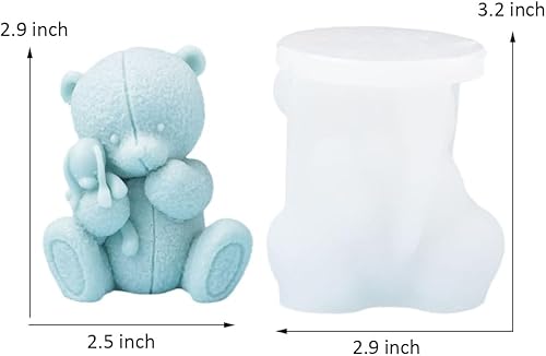 Miniatura 2 de Bear Hugs - Molde de silicona para velas de oso, lindo molde de silicona de animales de dibujos animados para jabón, cera de soja, resina epoxi,