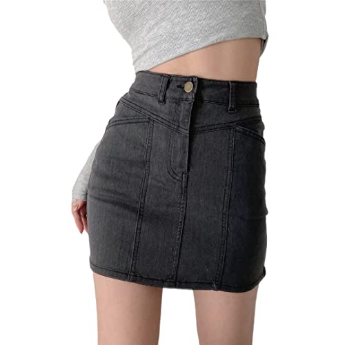 Mini jupe en jean taille haute gris taille 40 pour &eacute;lancer et affiner la silhouette f&eacute;minine