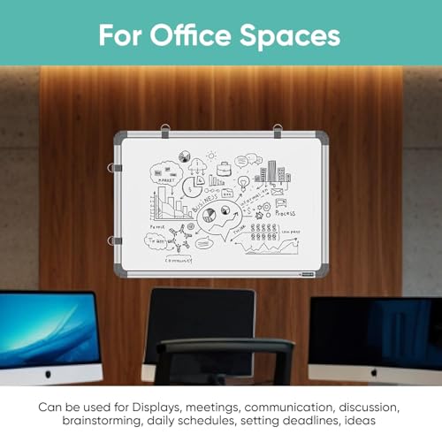 Image of YAJNAS Melamine Non-Magnetic 2X2 Ft Double Sided Whiteboard & Chalkboard Board with 1 Marker & 1 Duster - Set of 3 Items