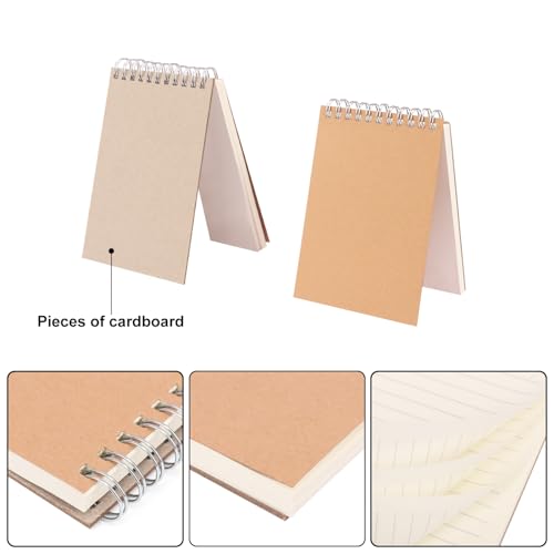 Carnet ligné A6 marron avec reliure double spirale et couverture rigide - 3
