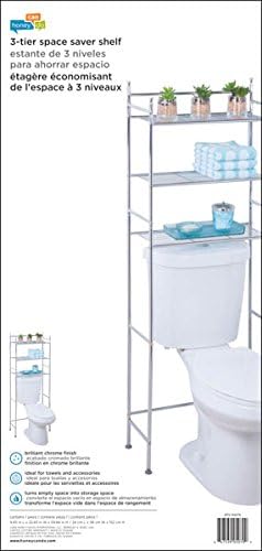 Honey-Can-Do BTH-05079 3-Tier Metal Bathroom Shelf Space Saver, 9.45 x 22.83 x 59.84, Chrome